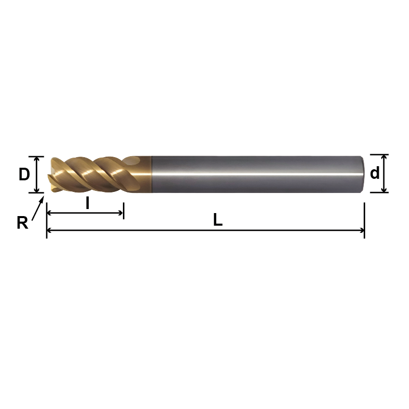 SLR4／MLR4 (Corner Radius, Long Shank), 4 Flutes
