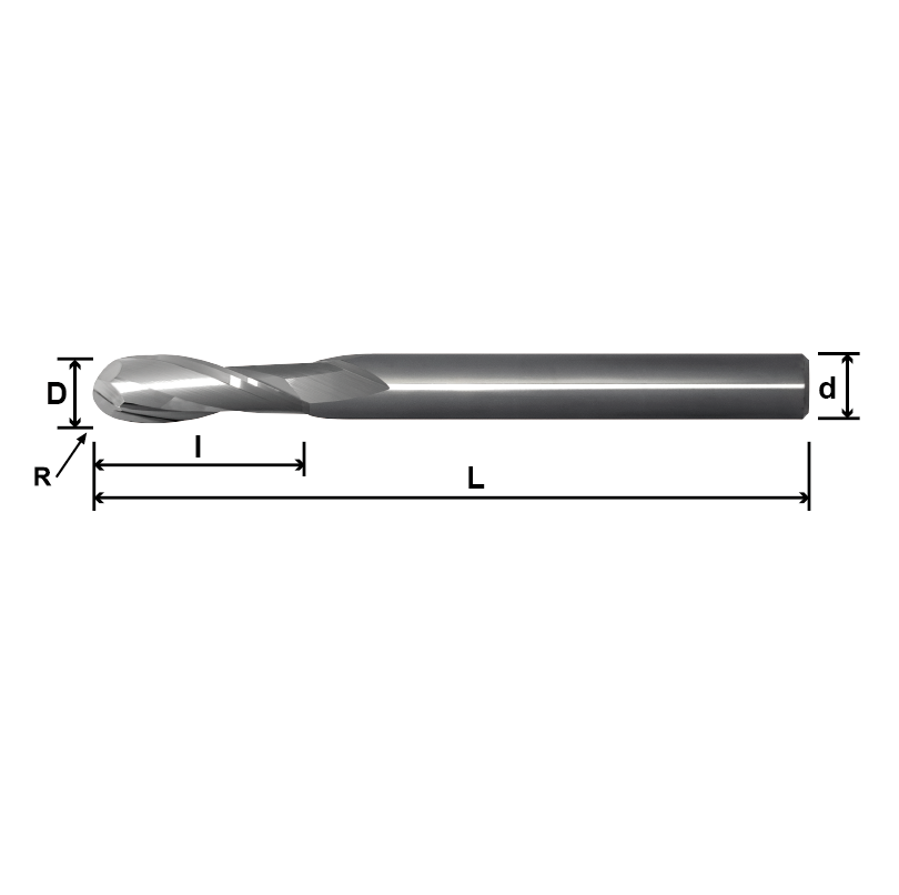 SLACB／MLACB／LLACBH (Long Shank Ball Nose End Mill for Aluminum Alloy),2 Flutes)