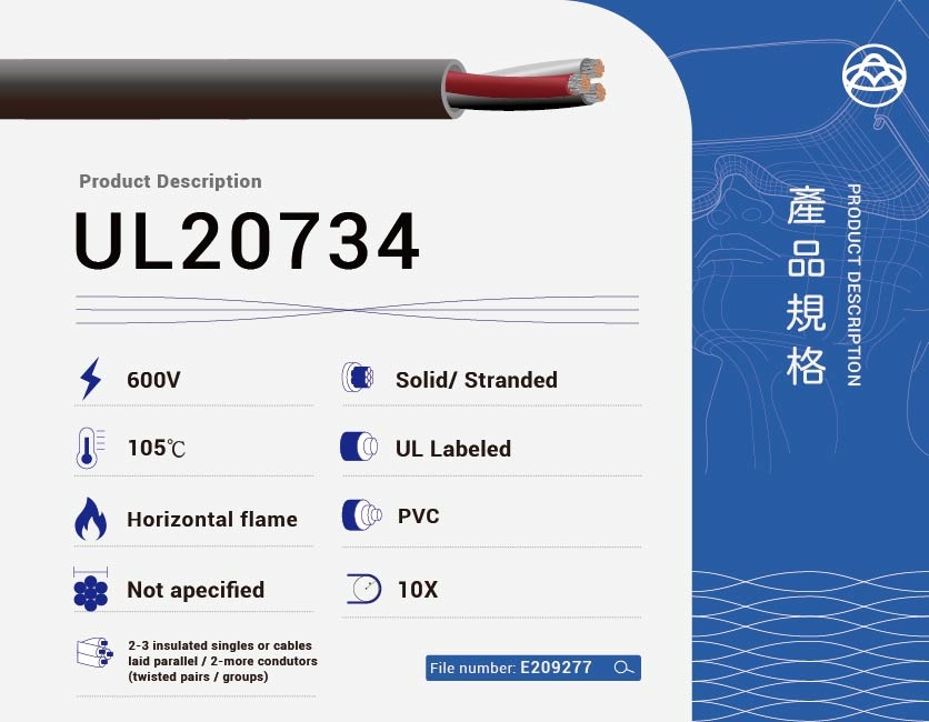 聚氯乙烯絕緣電纜 – UL20734-UL20734