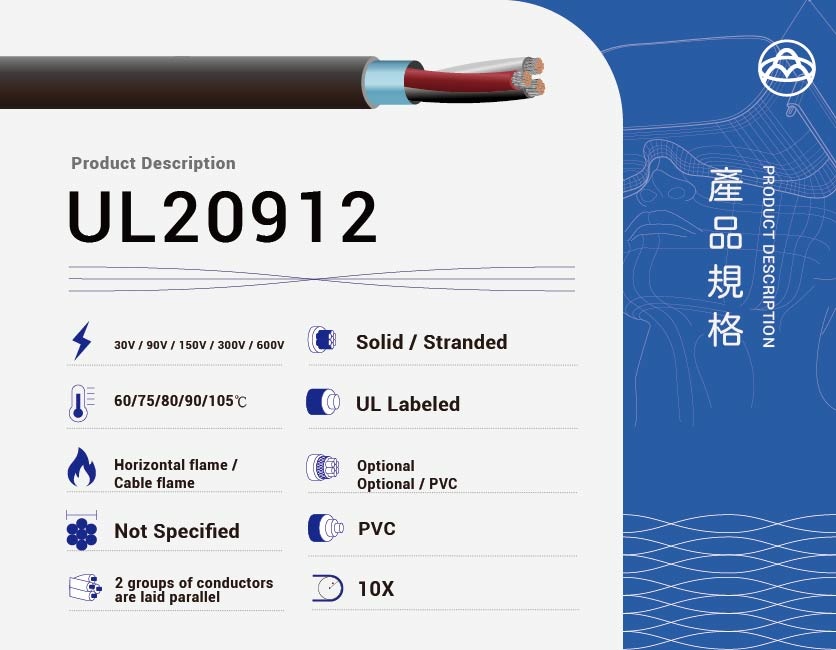 聚氯乙烯絕緣電纜 – UL20912-UL20912