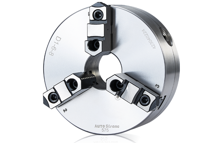 3-jaw strong scroll chuck D1 camlock direct mounting, 2-piece jaws (ASA spindle nose D1-4, D1-5, D1-
