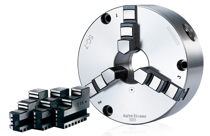 3-jaw scroll chuck plain back, solid jaws (front and back mounted)