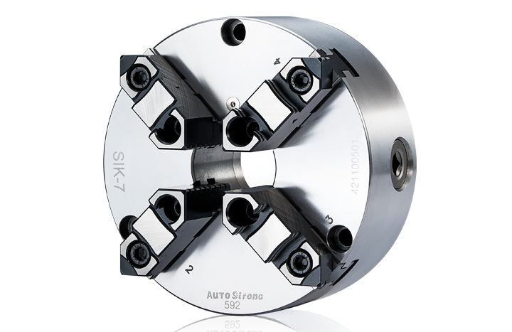 4-jaw strong scroll chuck plain back, 2-piece jaws (front and back mounted)