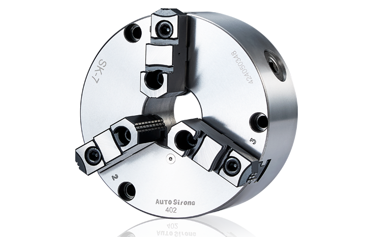 3-jaw strong scroll chuck plain back, 2-piece jaws (front and back mounted)