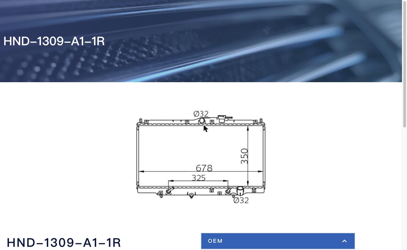 Car Radiator HND-1309-A1-1R