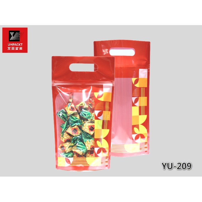 招財貓手提夾鏈立袋(紅色)-YU-208P