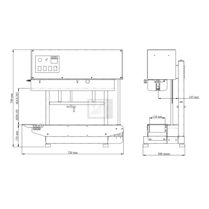 YU-533V Vertical Tabletop Continuous Band Sealer-YU-533V